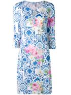 Blumarine - Printed Dress - Women - Nylon/spandex/elastane - L, Blue, Nylon/spandex/elastane