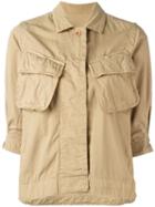 Sacai Crinkled Military Jacket, Women's, Size: 2, Nude/neutrals, Cotton