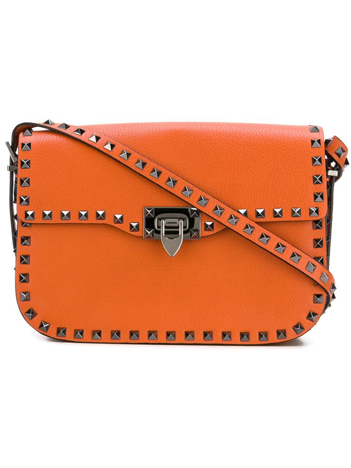 Valentino Valentino Garavani Rockstud Rolling Shoulder Bag, Women's, Yellow/orange, Leather
