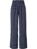 Cecilie Copenhagen Keffiyeh Printed Cotton Trousers, Women's, Size: 1, Blue, Cotton