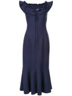 Carolina Herrera Ruflle Trumpet Dress - Blue