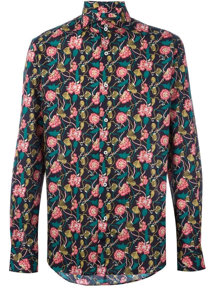 Gabriele Pasini Floral Print Shirt, Men's, Size: 39, Cotton
