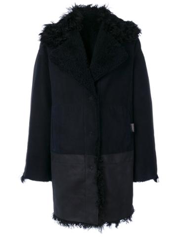 Drome - Textured Oversized Coat - Women - Leather/viscose/polybutylene Terephthalate (pbt) - S, Blue, Leather/viscose/polybutylene Terephthalate (pbt)