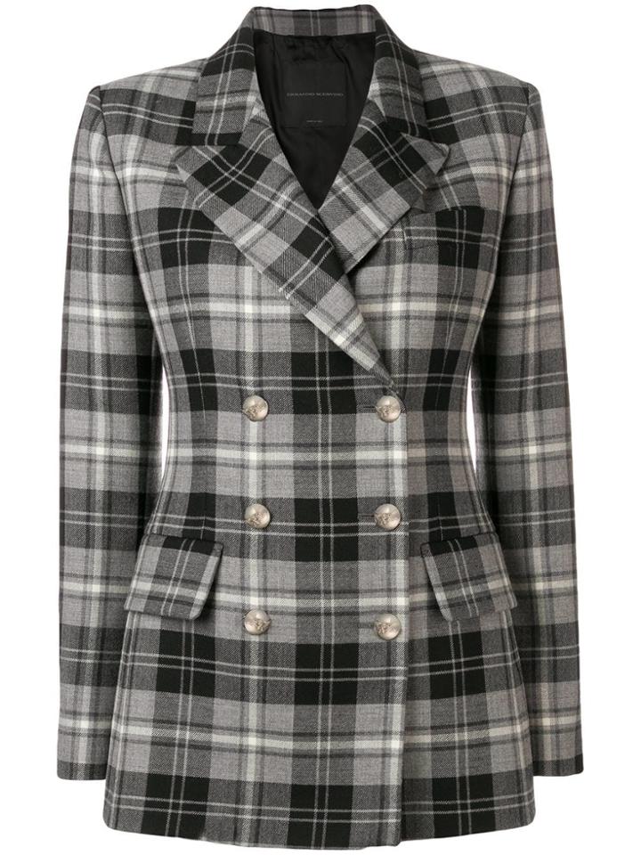 Ermanno Scervino Checked Double-breasted Blazer - Grey