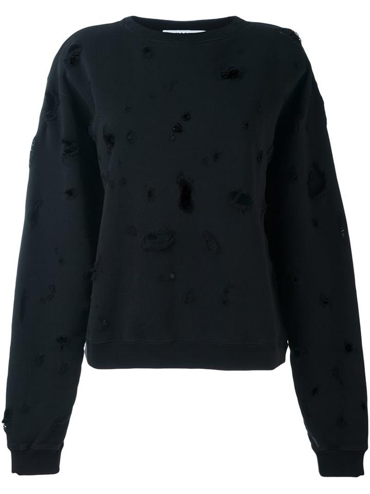 Msgm Destroyed Sweatshirt, Women's, Size: Xs, Black, Cotton