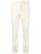 Tory Burch Lana Embroidered Cuff Jeans - Nude & Neutrals