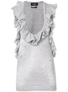 Dsquared2 Ruffle-trimmed Tank Top - Grey