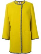 Etro Trim Detail Collarless Coat, Women's, Size: 44, Yellow/orange, Cotton/polyamide/spandex/elastane/wool
