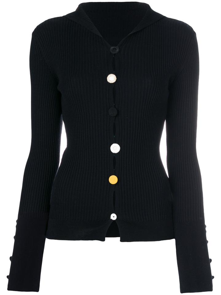 Jacquemus Ribbed Button Front Cardigan - Black