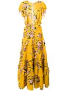 Johanna Ortiz Floral Print Paneled Dress - Yellow