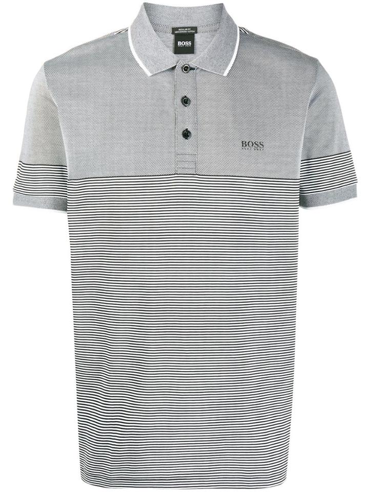 Boss Hugo Boss Short Sleeved Striped Polo Shirt - Black