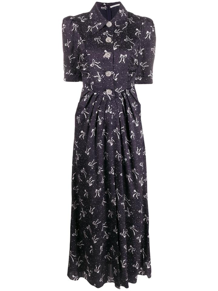 Alessandra Rich Bow Print Shirt Dress - Blue