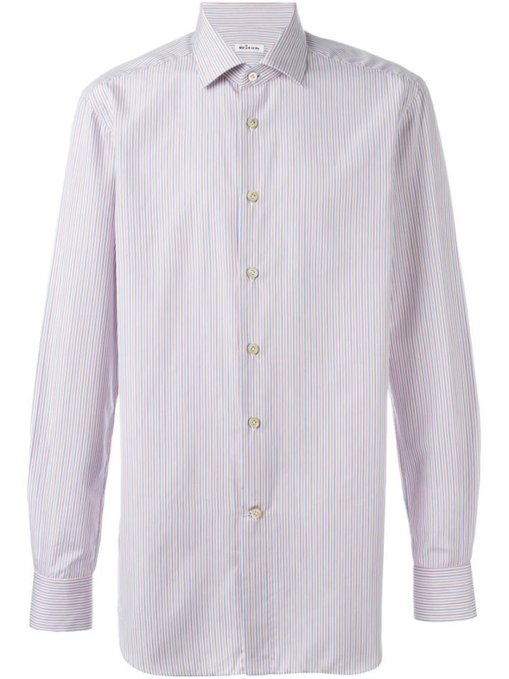 Kiton Striped Shirt, Men's, Size: 41, Cotton