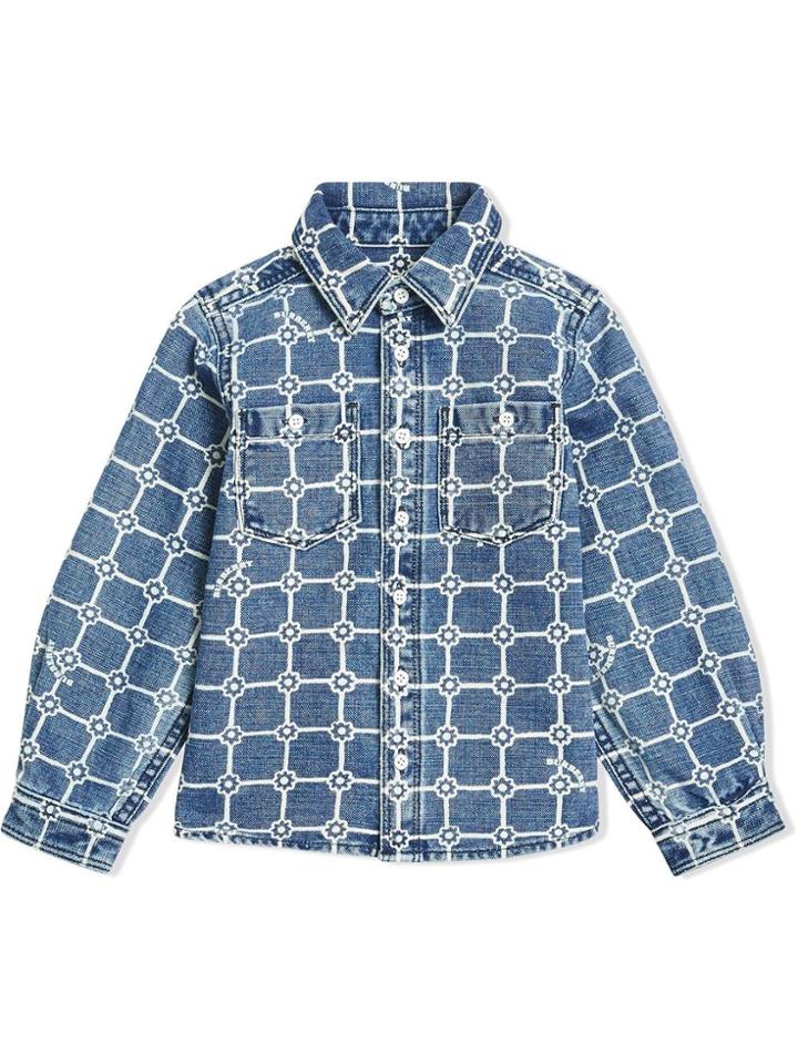Burberry Kids Teen Floral Print Shirt - Blue