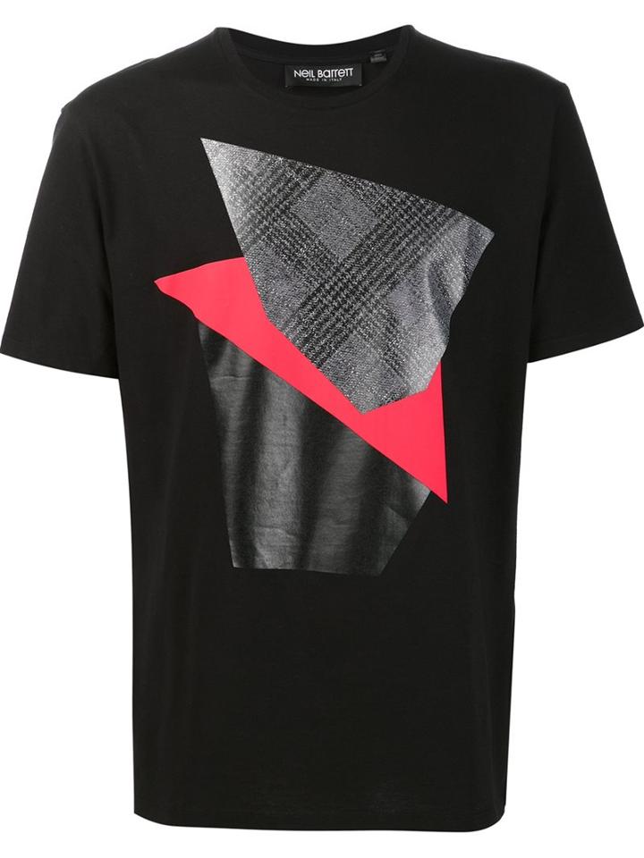 Neil Barrett Geometric Print T-shirt, Men's, Size: Medium, Black, Cotton