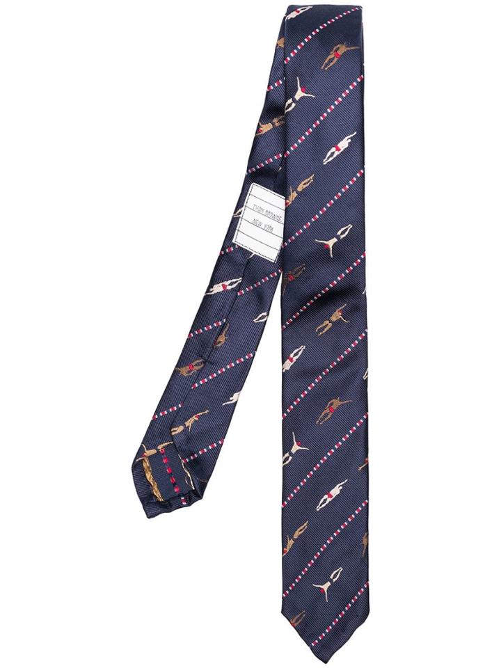 Thom Browne Swimmer Silk Blend Tie - Blue