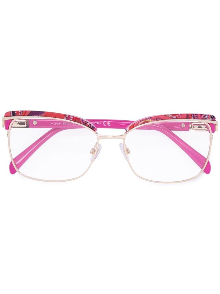 Emilio Pucci - Square Shaped Glasses - Women - Acetate/metal (other) - One Size, Pink/purple, Acetate/metal (other)