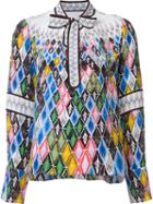 Peter Pilotto Argyle Print Top, Women's, Size: 6, Grey, Silk