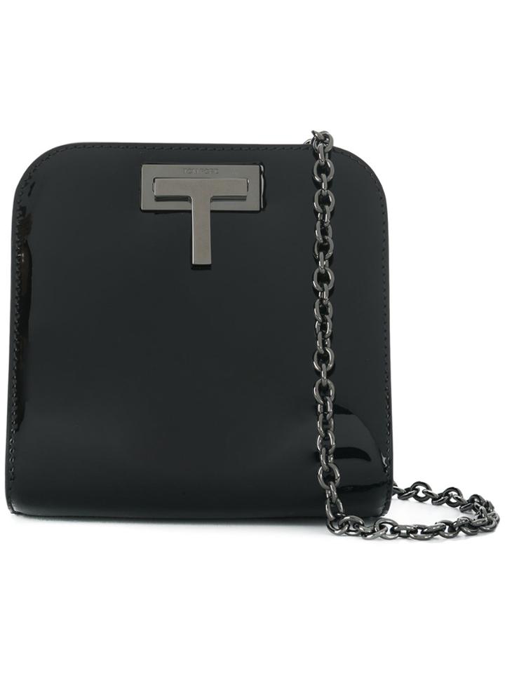 Tom Ford T Logo Plaque Shoulder Bag - Black