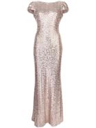 Badgley Mischka Sequin Embellished Gown - Metallic