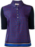 Tory Burch Printed Polo Shirt, Women's, Size: Xl, Blue, Silk/cotton