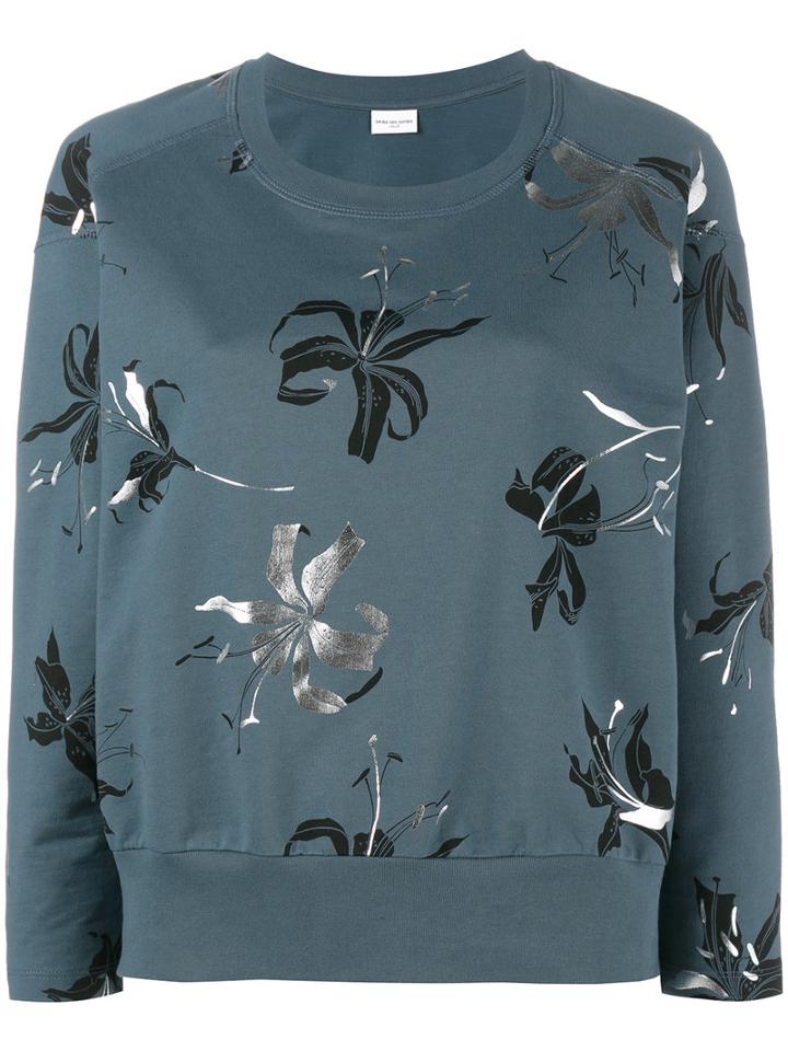 Dries Van Noten Hanack Floral Printed Sweatshirt, Women's, Size: Xs, Blue, Cotton