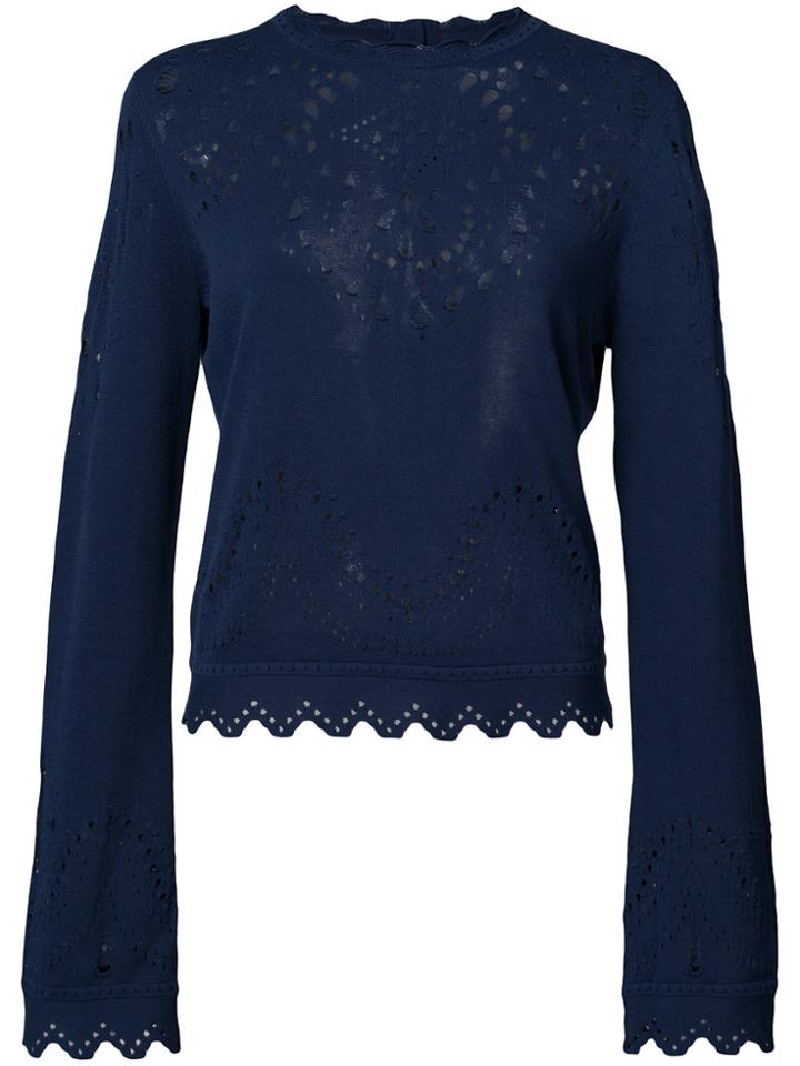 Derek Lam 10 Crosby Pointelle Crewneck Sweater - Blue