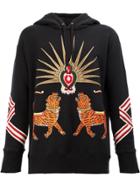 Gucci Tiger Embroidered Hooded Sweatshirt - Black