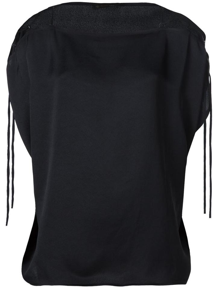 Plein Sud Lace-up Shoulder Top, Women's, Size: 40, Black, Viscose/silk
