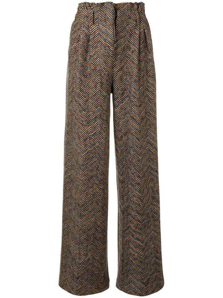 Missoni Herringbone Flared Trousers - Brown