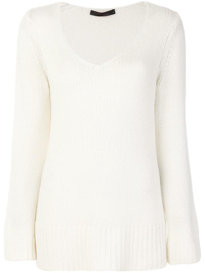 Incentive! Cashmere V-neck Sweater - White