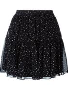 Saint Laurent Layered Polka Dot Skirt, Women's, Size: 38, Black, Silk