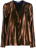 Indress V-neck Long Sleeve Blouse - Brown