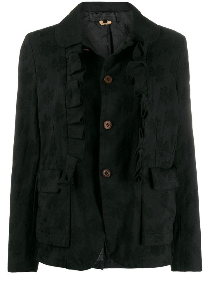 Comme Des Garçons Comme Des Garçons Ruffled Trim Jacket - Black