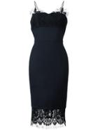 Victoria Beckham Lace-trimmed Fitted Dress, Women's, Size: 14, Blue, Cotton/wool/polyester