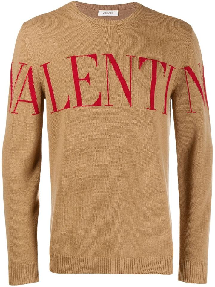 Valentino Cashmere Logo Knit Jumper - Neutrals