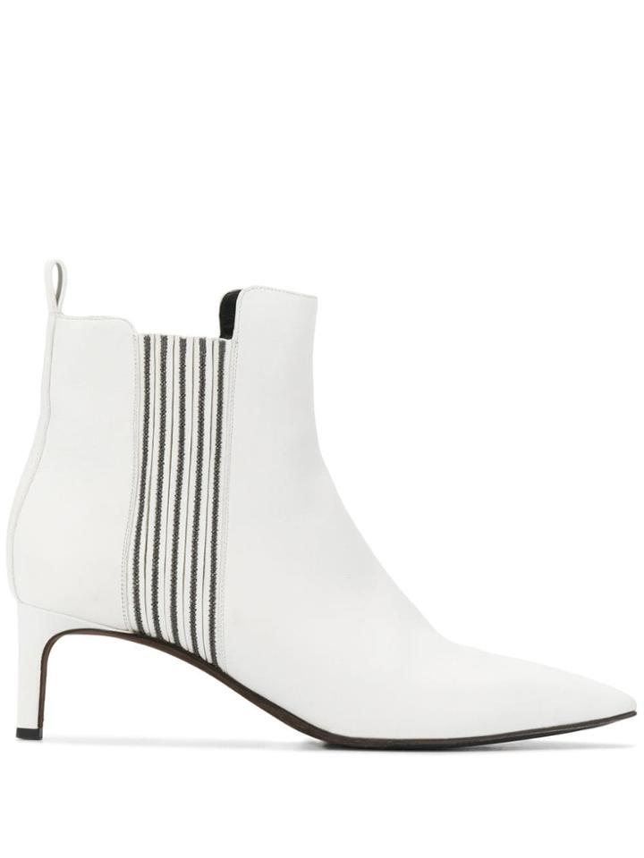 Brunello Cucinelli Kitten Heel Ankle Boots - White