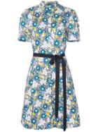 Carolina Herrera - Floral Short Sleeve Shirtdress - Women - Cotton/spandex/elastane - 12, Blue, Cotton/spandex/elastane