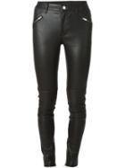 Blk Dnm Ribbed Detail Skinny Trousers, Women's, Size: 26, Black, Leather/cotton/spandex/elastane