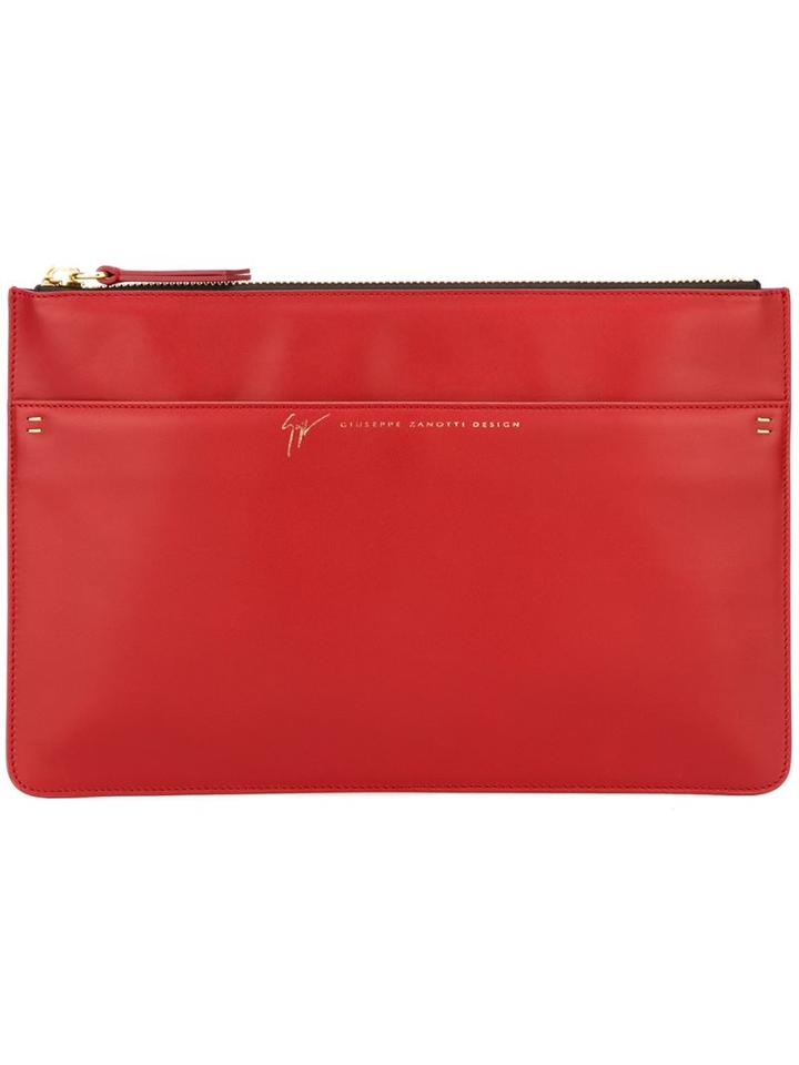 Giuseppe Zanotti Design Zipped Clutch, Men's, Red, Leather