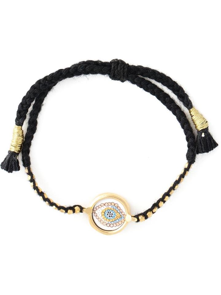 Ileana Makri Happy Eye Bracelet, Women's, Black, Silver/cotton