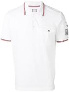 Moncler Gamme Bleu Contrast Piping Polo Shirt, Men's, Size: Small, White, Cotton