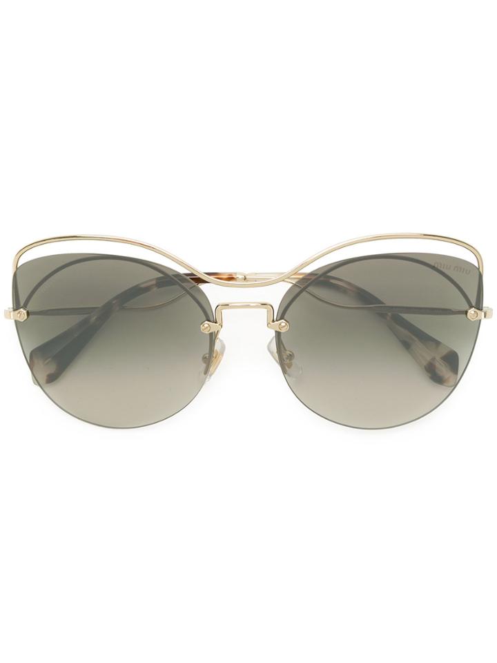 Miu Miu Eyewear Embellished Oversized Sunglasses - Metallic