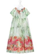 Miss Blumarine - Embellished Sea Print Dress - Kids - Cotton - 4 Yrs, Toddler Girl's, Green