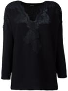 Ermanno Scervino Lace Detail Blouse, Women's, Size: 44, Black, Cotton/polyamide/cashmere/wool