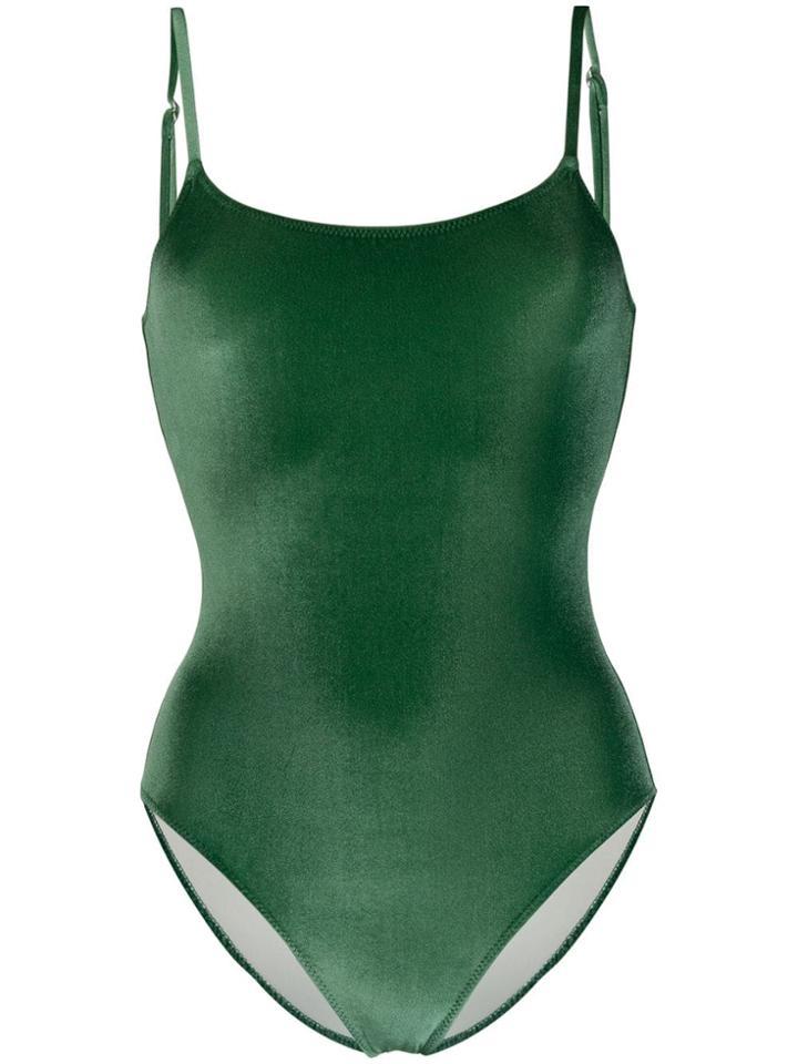 Solid & Striped Velvet One-piece Swimsuit - Green