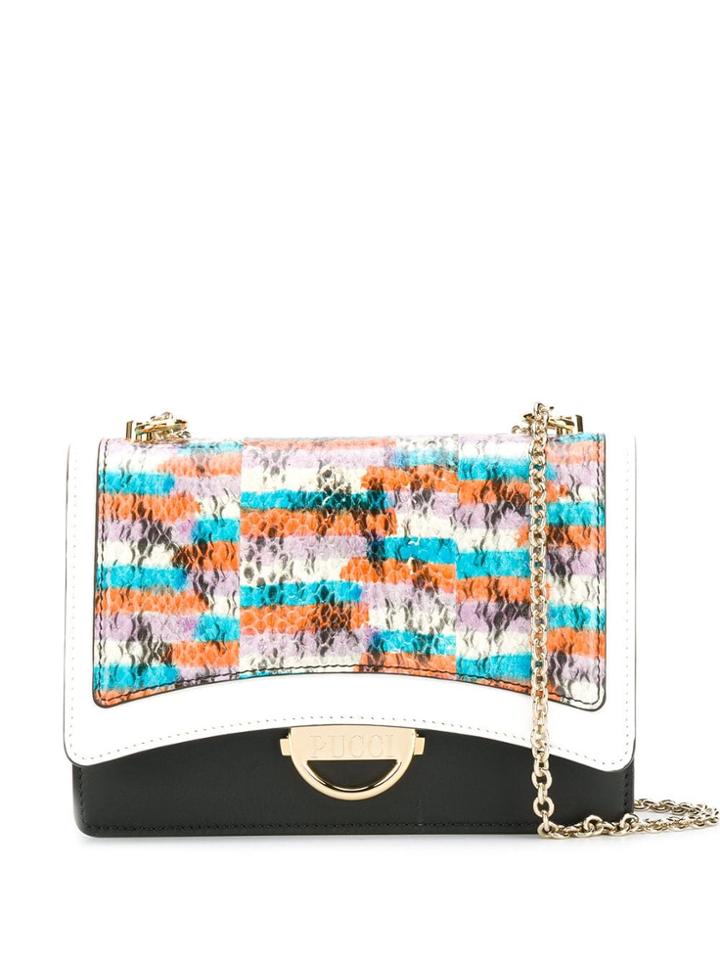 Emilio Pucci Snakeskin Print Shoulder Bag - Black