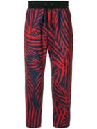 Ports V Palm Print Tapered Trousers - Blue