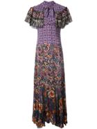 Anna Sui Floral Print Maxi Dress - Pink & Purple