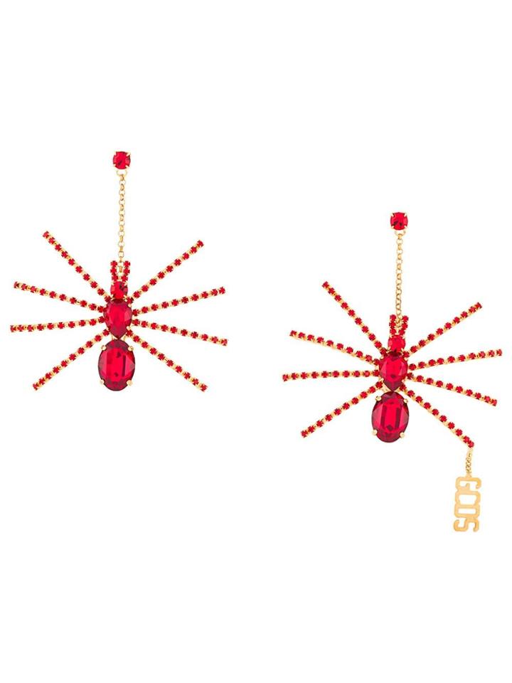Gcds Spider Embellished Drop Earrings - Red
